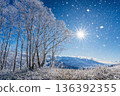 Snowy landscape illuminated by the morning sun 136392355