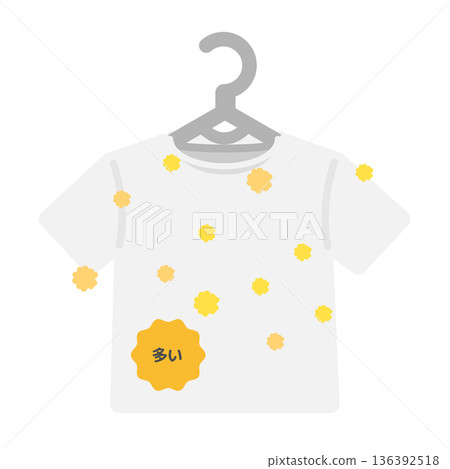 服裝、T恤和花粉傳播（高花粉濃度）示意圖 136392518