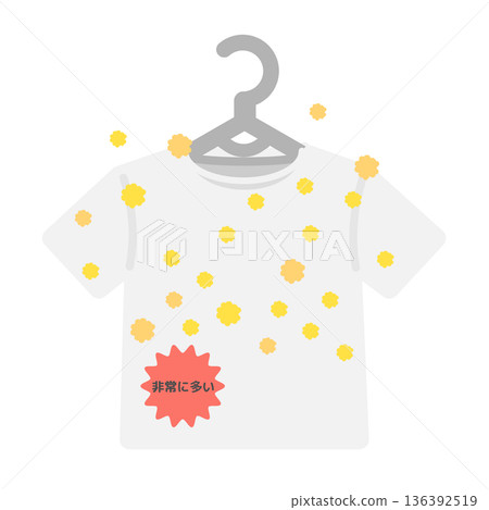 服裝、T恤和花粉傳播示意圖（花粉濃度非常高） 136392519