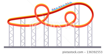 Roller coaster cartoon icon. Amusement park ride 136392553