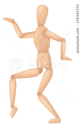 Funny pose figurine. Human mannequin cartoon icon Funny pose figurine. Human mannequin cartoon icon 136392555