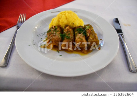 Romania, Transylvania, Sinaia, Sarmare, Romanian cabbage rolls 136392604