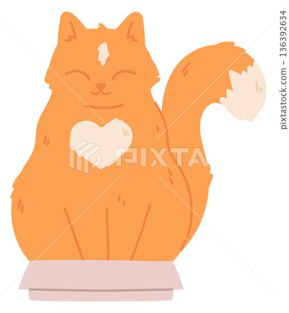 Lovely cat sit in small box. Cute animal character Lovely cat sit in small box. Cute animal character 136392634
