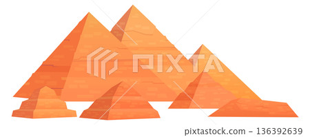 Egyptian pyramids cartoon icon. Travel landmark symbol Egyptian pyramids cartoon icon. Travel landmark symbol 136392639