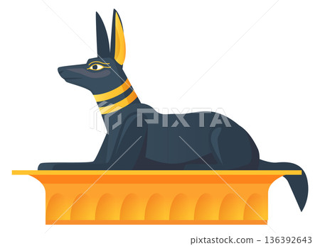 Black jackal statue. Ancient egyptian god landmark Black jackal statue. Ancient egyptian god landmark 136392643