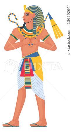 Pharaoh character. Cartoon ancient king portrait icon Pharaoh character. Cartoon ancient king portrait icon 136392644