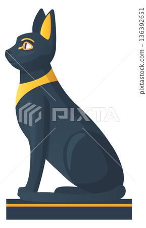 Bastet statue. Egyptian black cat deity icon Bastet statue. Egyptian black cat deity icon 136392651