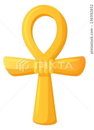 Ankh cartoon icon. Golden egyptian power symbol 136392652