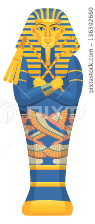 Pharaoh sarcophagus cartoon icon. Ancient egypt mummy Pharaoh sarcophagus cartoon icon. Ancient egypt mummy 136392660