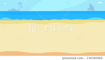Beach background. Ocean or sea shore with sand ground 136392668
