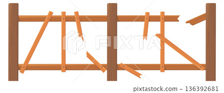 Broken farm barrier. Old ranch security damage Broken farm barrier. Old ranch security damage 136392681