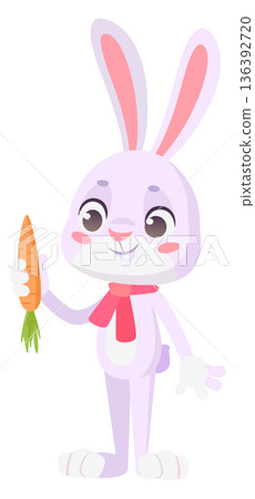Bunny eat carrot. Healthy food for animal kid 136392720