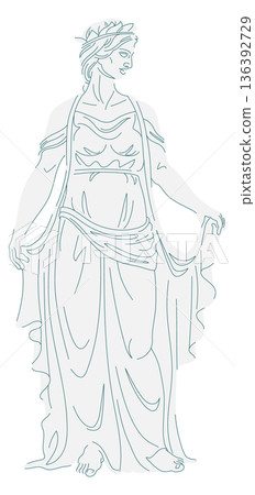 Greek goddess statue. Stone female sculpture drawing 136392729