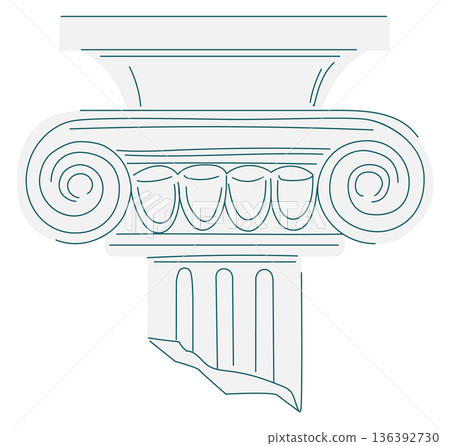 Broken antique order. Classic column stone top Broken antique order. Classic column stone top 136392730