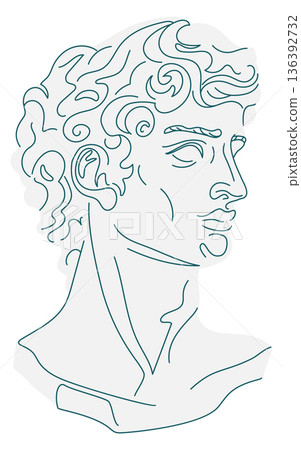 Classic portrait sculpture. Ancient greek stone face Classic portrait sculpture. Ancient greek stone face 136392732