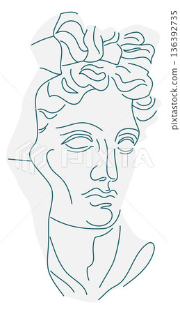 Stone woman face portrait. Ancient greek sculpture Stone woman face portrait. Ancient greek sculpture 136392735