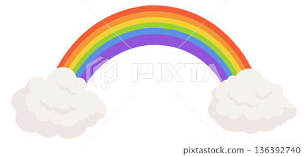 Rainbow in clouds cartoon icon. Fairytale mythology symbol 136392740