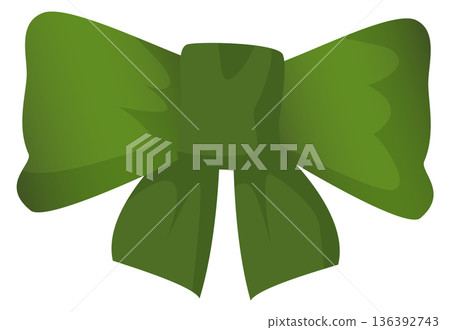 Green bow cartoon icon. Textile decoration element 136392743
