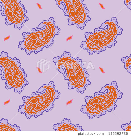 Playful Folk Paisley Motif Playful Folk Paisley Motif 136392786