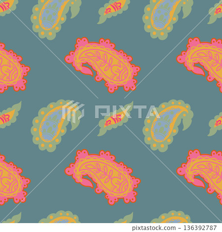 Muted Folk Paisley Motif Muted Folk Paisley Motif 136392787