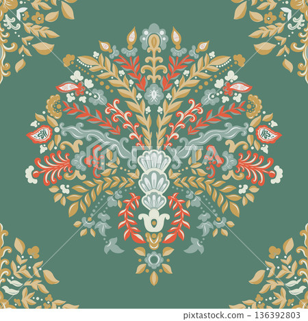 Ornamental Folk Paisley Medallion 136392803