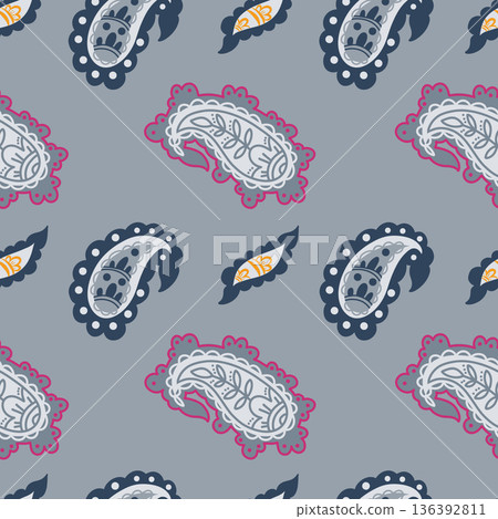 Soft Folk Paisley Decorative Motif 136392811