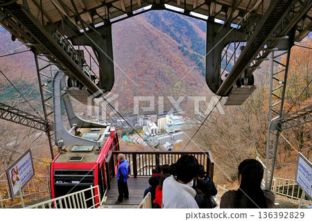 Kinugawa Onsen Ropeway and mountaintop ropeway station in Tochigi Prefecture, Japan (autumn foliage season) Kinugawa Onsen Ropeway and mountaintop ropeway station in Tochigi Prefecture, Japan (autumn foliage season) 136392829