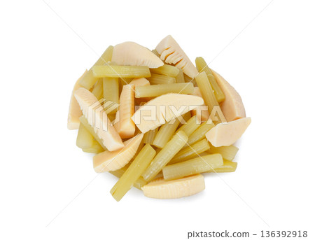 Boiled butterbur and bamboo shoots, easy cooking ingredients [white background, cutout] 136392918