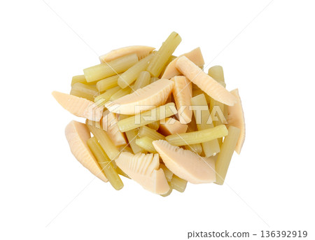 Boiled butterbur and bamboo shoots, easy cooking ingredients [white background, cutout] 136392919