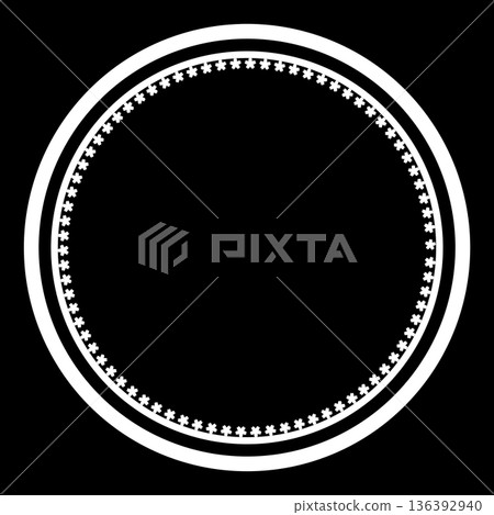 White round frame and cherry blossom frame 136392940