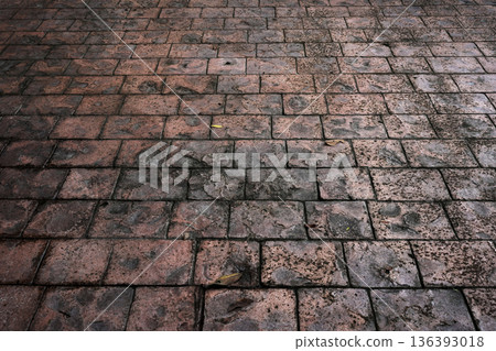Old urban grunge brick weathered pavement 136393018