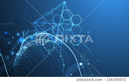 Abstract sphere background with plexus effect. 3D surface. Vector illustration. Abstract sphere background with plexus effect. 3D surface. Vector illustration. 136393072