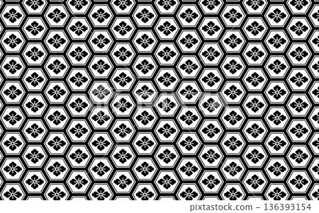Seamless monochrome Japanese pattern. Tortoiseshell and diamond pattern. 136393154