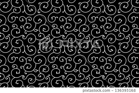無縫單色日式圖案。阿拉伯式圖案。 136393168