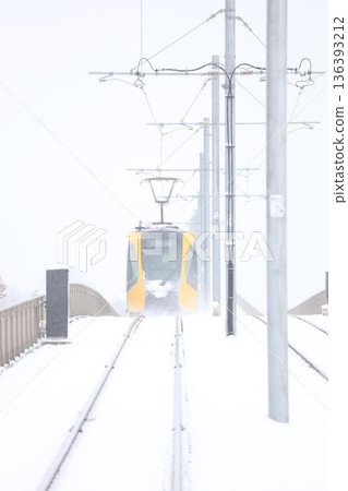 Utsunomiya Light Rail and heavy white snow Utsunomiya Light Rail and heavy white snow 136393212