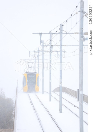 Utsunomiya Light Rail and heavy white snow Utsunomiya Light Rail and heavy white snow 136393234