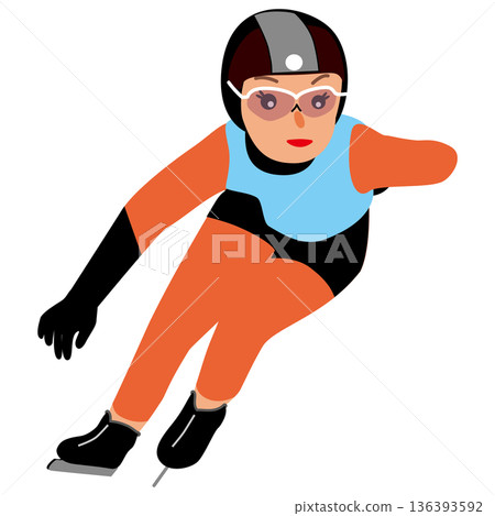 女子參加冬季運動比賽的插圖 - 速度滑冰 01 136393592