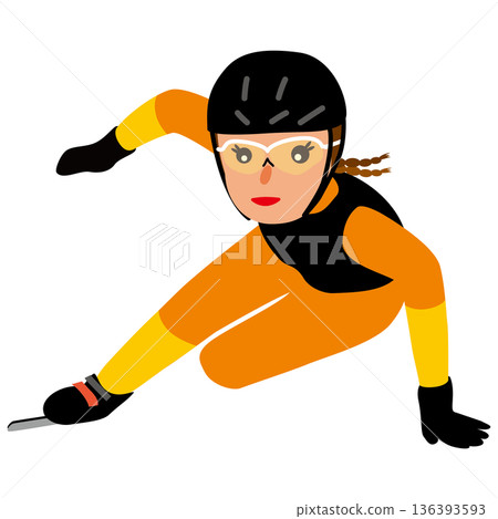 一位女性參加冬季運動比賽的插圖 - 速度滑冰 02 一位女性參加冬季運動比賽的插圖 - 速度滑冰 02 136393593