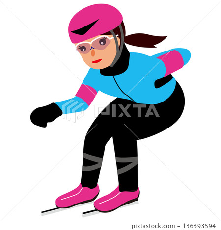 一位女性參加冬季運動比賽的插圖 - 速度滑冰 03 一位女性參加冬季運動比賽的插圖 - 速度滑冰 03 136393594