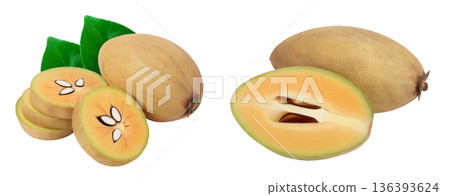 Sapodilla isolated on white background with full depth of field 136393624