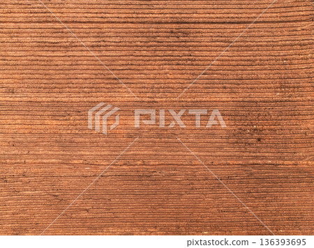 Aerial view ; Rows of soil before planting. 136393695