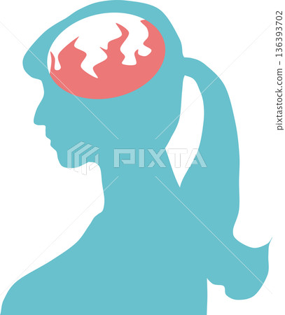 壓抑憤怒的女性剪影插圖 136393702