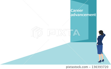 一位女商人正在思考職業發展。 一位女商人正在思考職業發展。 136393720