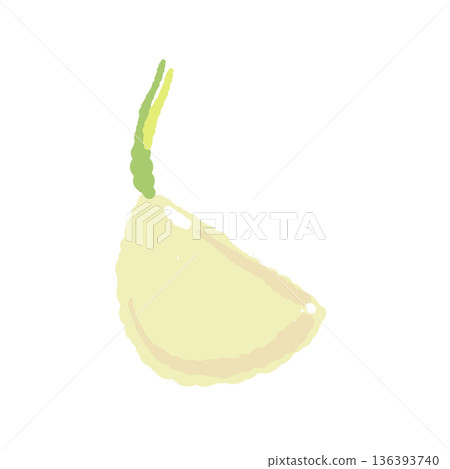Illustration of a sprouted garlic clove, peeled and ready for cooking Illustration of a sprouted garlic clove, peeled and ready for cooking 136393740