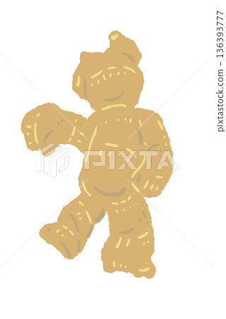 Illustration of a large root ginger (Hineshoga) - Complex shaped lump material Illustration of a large root ginger (Hineshoga) - Complex shaped lump material 136393777