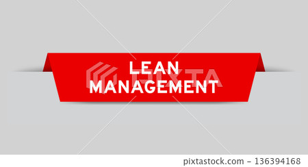 Red color inserted label with word lean management on gray background Red color inserted label with word lean management on gray background 136394168
