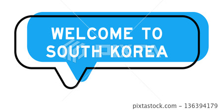 Speech banner and blue shade with word welcome to south korea on white background 136394179