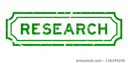 Grunge green research word rubber seal stamp on white background 136394206