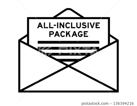 Envelope and letter sign with word all inclusive package as the headline 136394216