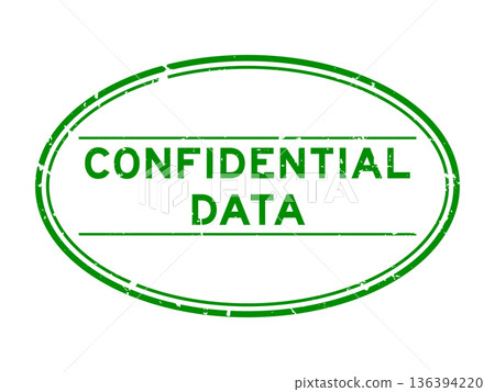 Grunge green confidential data word oval rubber seal stamp on white background 136394220